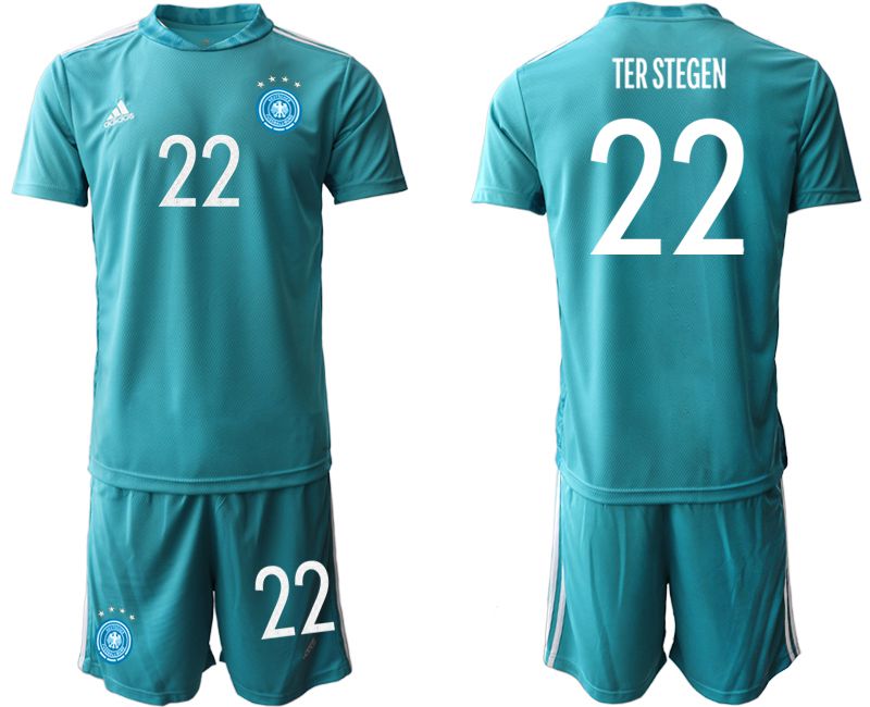Men 2021 World Cup National Germany lake blue goalkeeper #22 Soccer Jerseys